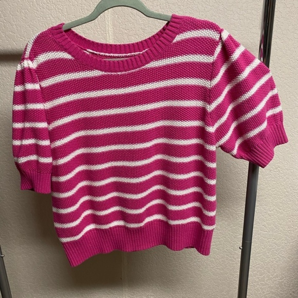 Sonoma Pink and White Striped Women's Sweater
